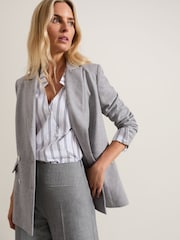 Phase Eight White Ashlyn Asymmetric Striped 100% Cotton Shirt - Image 1 of 5
