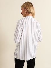 Phase Eight White Ashlyn Asymmetric Striped 100% Cotton Shirt - Image 3 of 5
