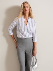 Phase Eight White Ashlyn Asymmetric Striped 100% Cotton Shirt - Image 4 of 5