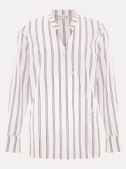 Phase Eight White Ashlyn Asymmetric Striped 100% Cotton Shirt - Image 5 of 5