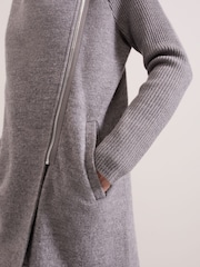 Phase Eight Grey Byanca Zip Knit Coat - Image 4 of 6