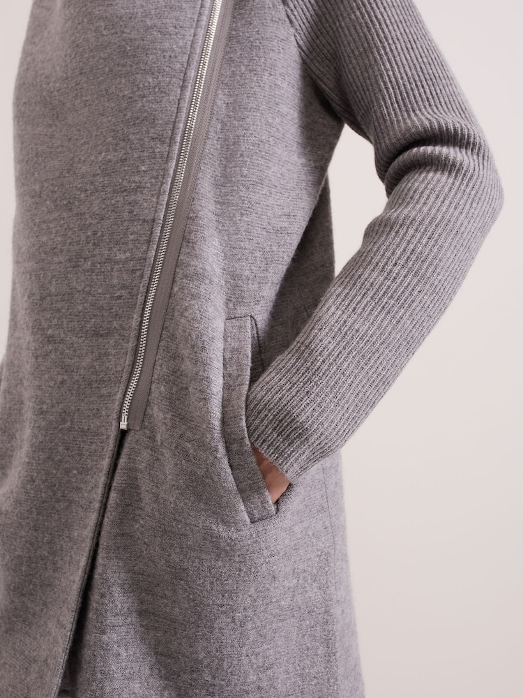 Phase Eight Grey Byanca Zip Knit Coat - Image 4 of 6