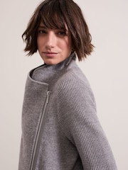 Phase Eight Grey Byanca Zip Knit Coat - Image 5 of 6