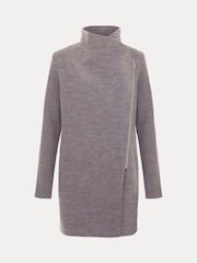 Phase Eight Grey Byanca Zip Knit Coat - Image 6 of 6