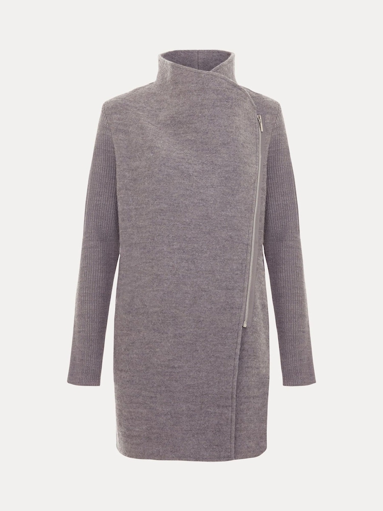 Phase Eight Grey Byanca Zip Knit Coat - Image 6 of 6 Phase Eight Grey Byanca Zip Knit Coat - Image 6 of 6