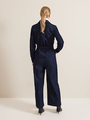 Phase Eight Blue Avalon Denim Utility 100% Cotton Jumpsuit - Image 2 of 6