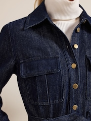 Phase Eight Blue Avalon Denim Utility 100% Cotton Jumpsuit - Image 5 of 6