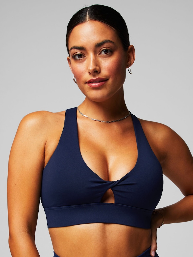 Fabletics Blue Oasis Twist Medium Impact Sports Bra - Image 1 of 5