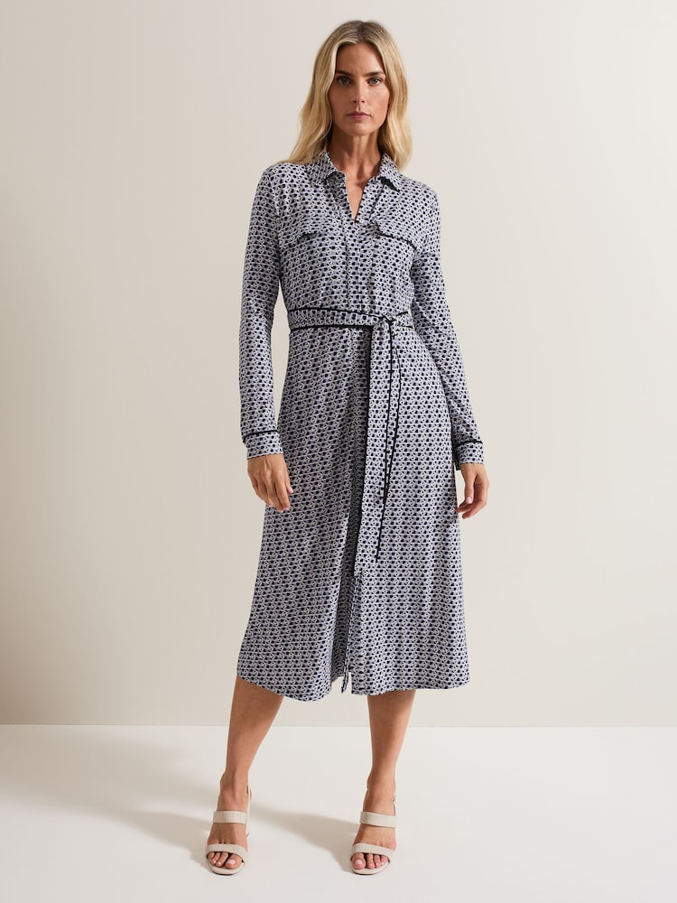Phase Eight Purple Valerie Geometric Jersey Dress - Image 1 of 7
