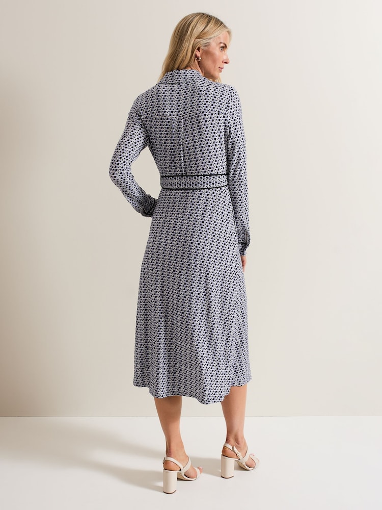 Phase Eight Purple Valerie Geometric Jersey Dress - Image 2 of 7