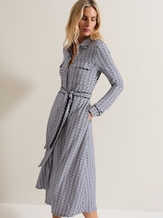 Phase Eight Purple Valerie Geometric Jersey Dress - Image 3 of 7