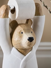 Natural Bertie Bear Toilet Roll Holder Storage - Image 3 of 7
