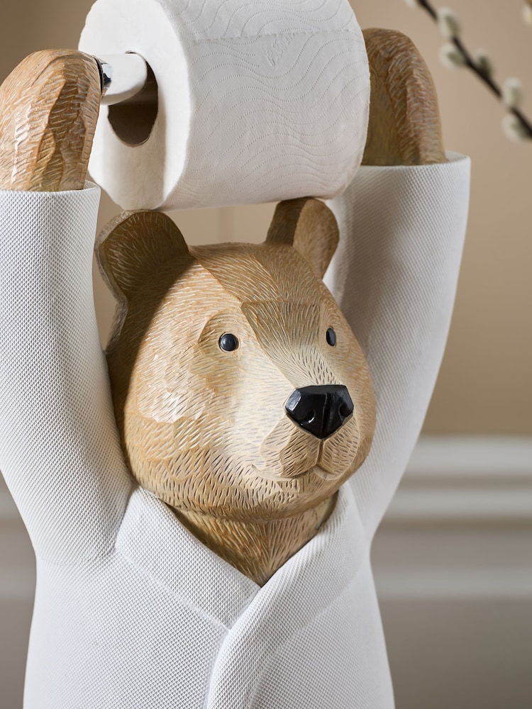 Natural Bertie Bear Toilet Roll Holder Storage - Image 3 of 7