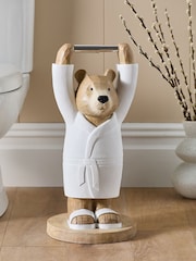 Natural Bertie Bear Toilet Roll Holder Storage - Image 4 of 7