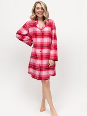 Cyberjammies Red Long Sleeve Check 100% Cotton Nightshirt - Image 2 of 4