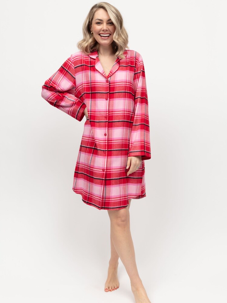 Cyberjammies Red Long Sleeve Check 100% Cotton Nightshirt - Image 2 of 4