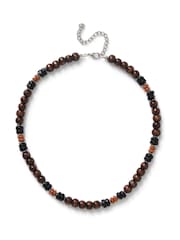 DCK Mens Wooden Beaded Chocolate Brown Necklace - Image 5 of 6