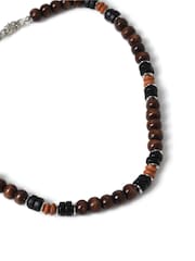 DCK Mens Wooden Beaded Chocolate Brown Necklace - Image 6 of 6
