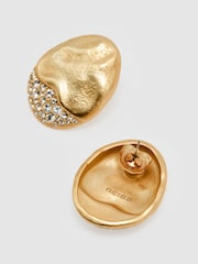 Reiss Gold Tone Francesca Crystal-Detail Molten Stud Earrings - Image 3 of 5