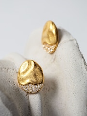 Reiss Gold Tone Francesca Crystal-Detail Molten Stud Earrings - Image 4 of 5