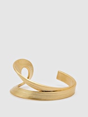 Reiss Gold Tone Blair Brushed Twist Cuff - Image 1 of 5