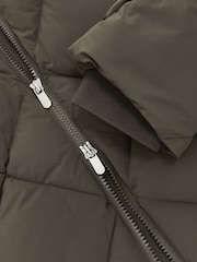 Reiss Khaki Green Fraser Monogram Quilted Puffer Jacket with Hood - Image 11 of 11