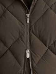 Reiss Khaki Green Fraser Monogram Quilted Puffer Jacket with Hood - Image 7 of 11