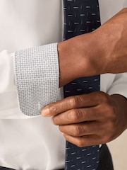 White/Navy Slim Fit Shirt And Tie Set - Image 6 of 9