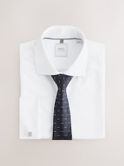 White/Navy Slim Fit Shirt And Tie Set - Image 7 of 9