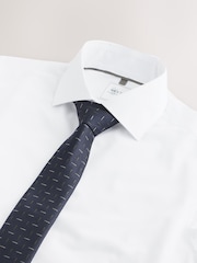 White/Navy Slim Fit Shirt And Tie Set - Image 8 of 9