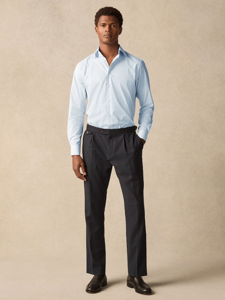 Blue Print/Blue Tie Slim Fit Shirt And Tie Set - Image 2 of 9