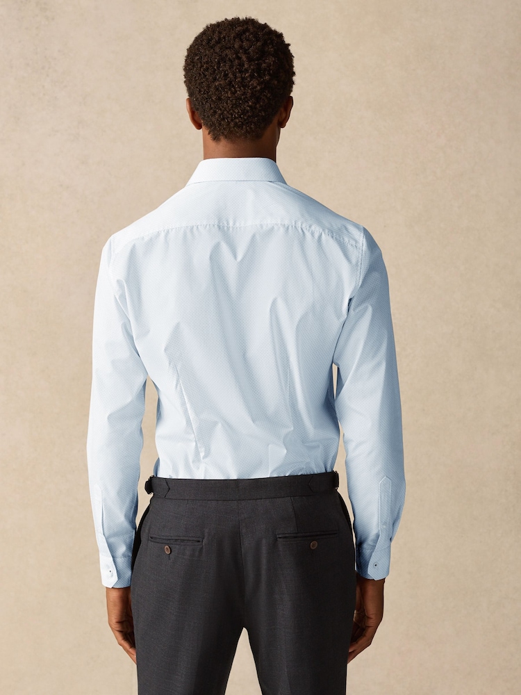 Blue Print/Blue Tie Slim Fit Shirt And Tie Set - Image 4 of 9
