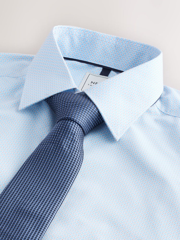 Blue Print/Blue Tie Slim Fit Shirt And Tie Set - Image 8 of 9