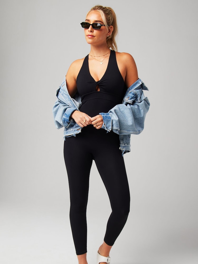 Fabletics Black Oasis Twist Front Pocket 7/8 Jumpsuit - Image 3 of 7