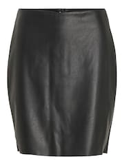 VILA Black Faux Leather Mini Skirt - Image 5 of 6