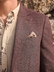 Rust Brown Slim Fit Nova Fides Italian Fabric Textured Cotton Blend Blazer - Image 4 of 7