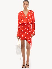 LOAVIES Red Crown Of Confidence Red Polka-Dot Dress - Image 3 of 4