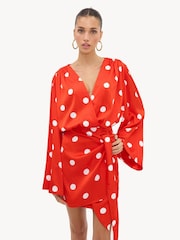 LOAVIES Red Crown Of Confidence Red Polka-Dot Dress - Image 4 of 4