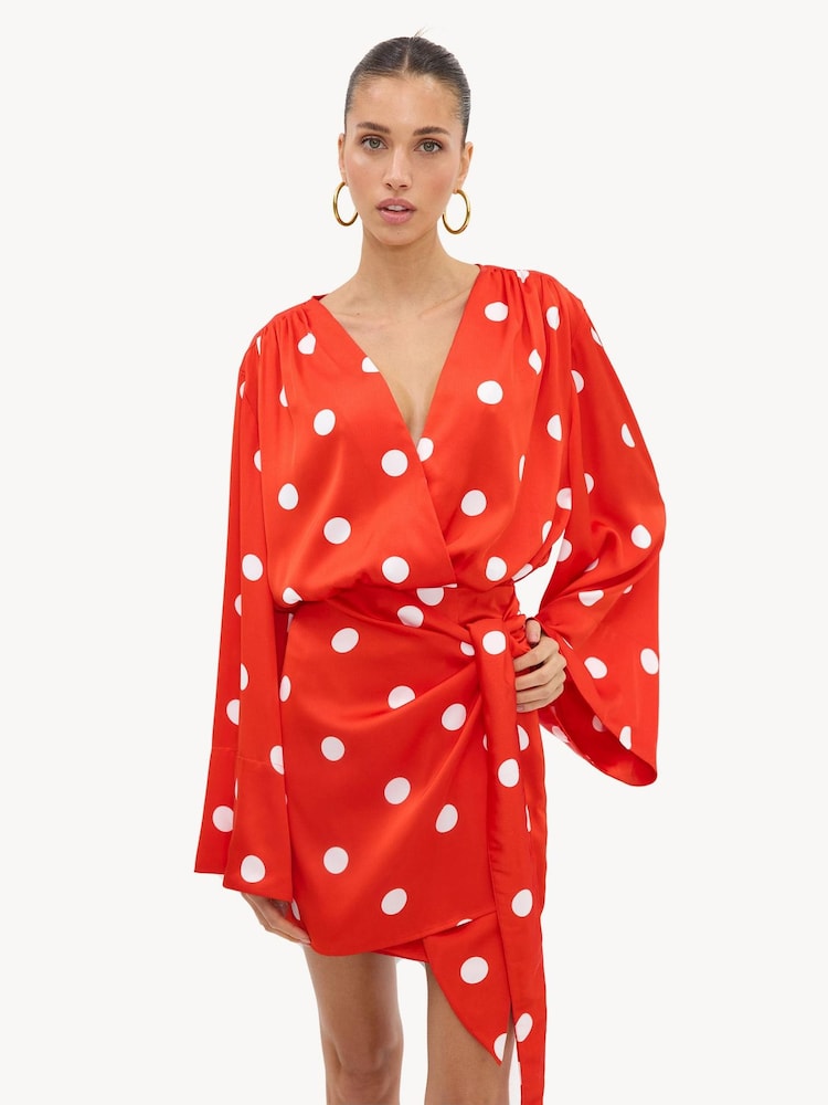 LOAVIES Red Crown Of Confidence Red Polka-Dot Dress - Image 4 of 4