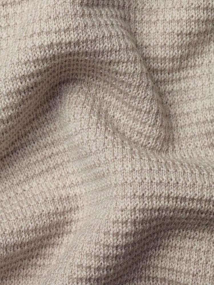 Charles Tyrwhitt Natural Limestone Pure Merino Texture Zip Neck Jumper - Image 5 of 5