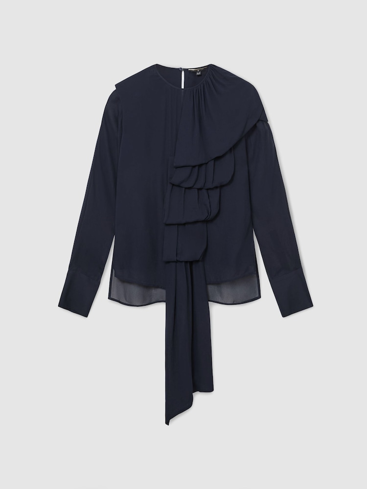 Atelier Sheer Draped Ruffle-Detail Blouse - Image 2 of 7 Atelier Sheer Draped Ruffle-Detail Blouse - Image 2 of 7