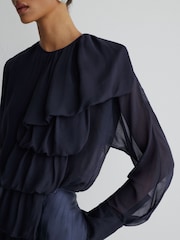 Atelier Sheer Draped Ruffle-Detail Blouse - Image 4 of 7