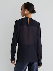 Atelier Sheer Draped Ruffle-Detail Blouse - Image 6 of 7