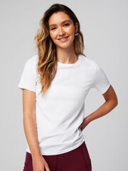 Fabletics White Feather Tech+ Short Sleeve Top - Image 1 of 5