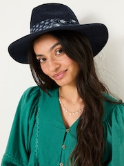 FatFace Navy Fedora Hat - Image 1 of 3