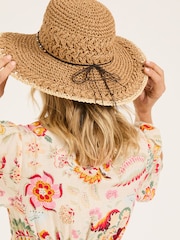 FATFACE – Sonnenhut aus Stroh mit Häkeldesign - Bild 2 von 4