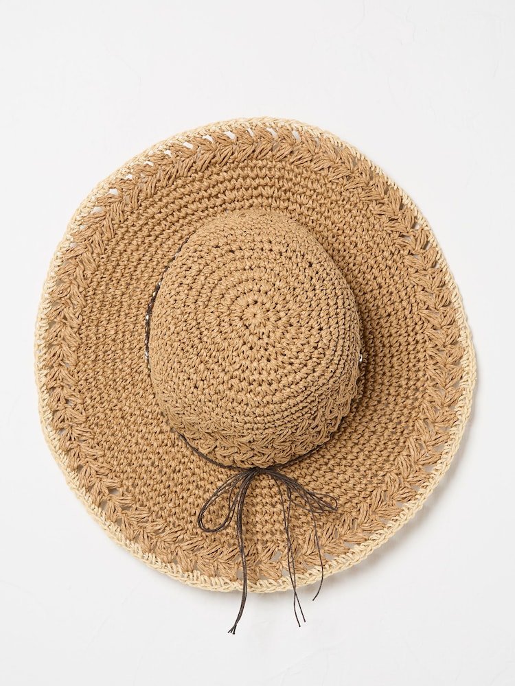 FatFace Natural Crochet Straw Hat - Image 4 of 4 FatFace Natural Crochet Straw Hat - Image 4 of 4