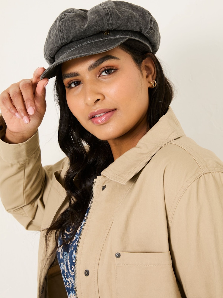 FatFace Washed Black Baker Boy Hat - Image 1 of 3