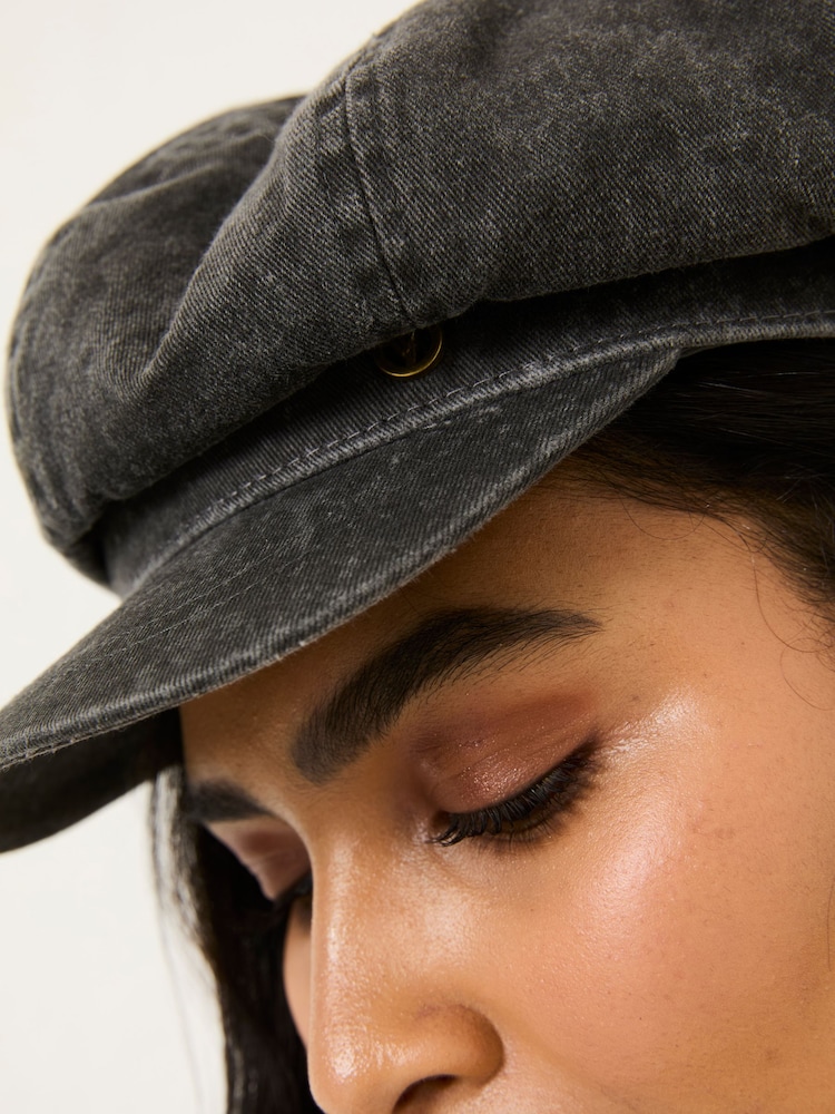 FatFace Washed Black Baker Boy Hat - Image 2 of 4