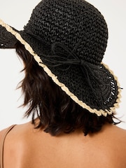 FatFace Black Scalloped Edge Straw Hat - Image 2 of 4